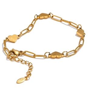 ◾️18K Gold Plated Heart Chain Bracelet